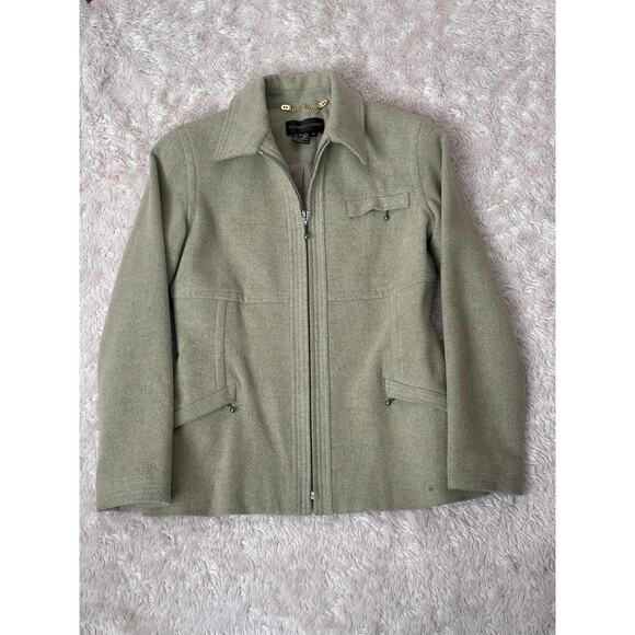 Vintage Green Wool Classiques Entier Small Collared Professional Full Zip Jacket - Picture 2 of 10
